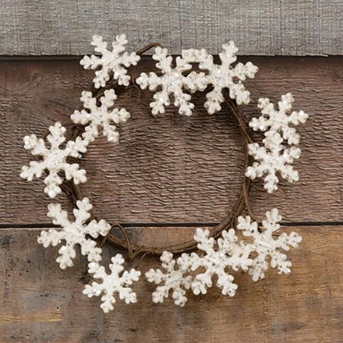 Glittered Wood Snowflake Ring