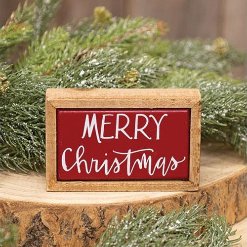 Merry Christmas Mini Block Sign – Primitive Renditions