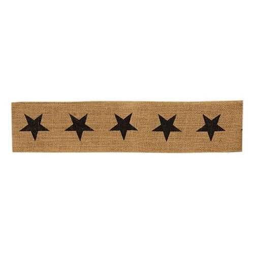 Black Star Burlap Ribbon