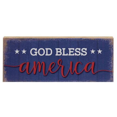 God Bless America Long Shelf Sitter Block – Primitive Renditions