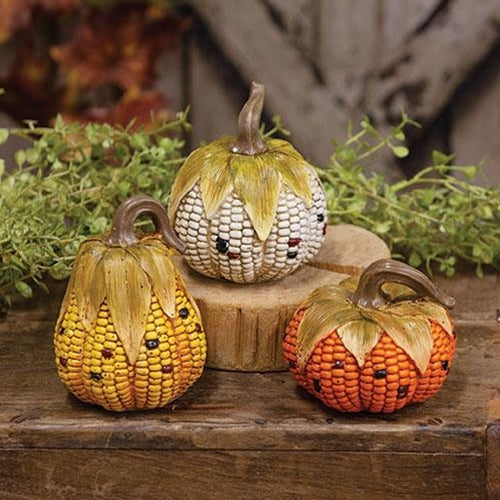 Resin Corn Cob Pumpkin 3 Asstd.