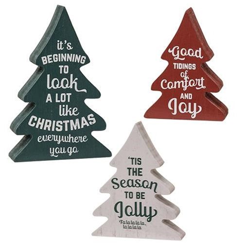 3/Set Christmas Carol Wooden Trees