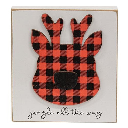 Jingle All the Way Plaid Reindeer Block