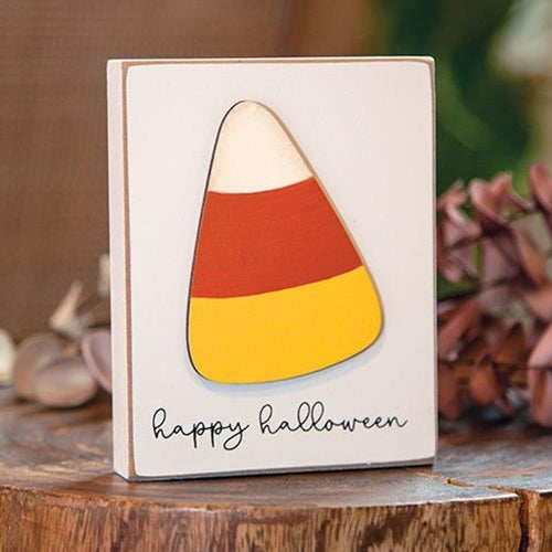 Happy Halloween Candy Corn Block