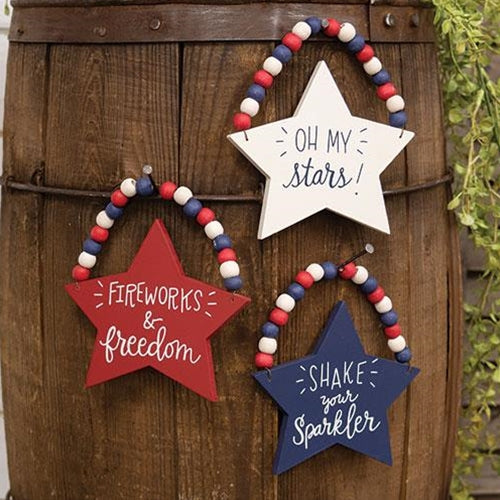 Beaded Patriotic Star Ornament 3 Asstd.