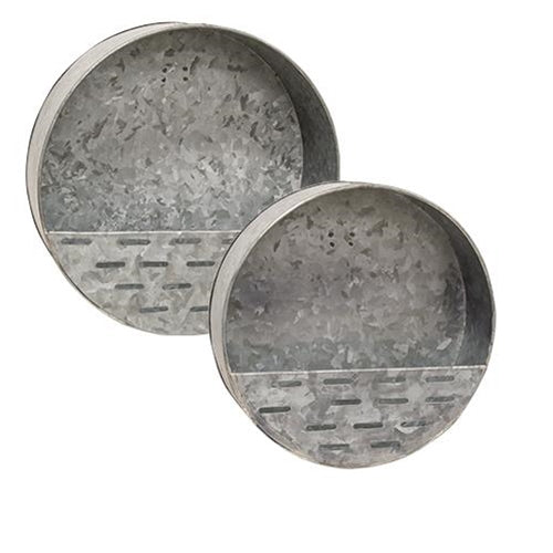 2/set Round Olive Wall Pockets