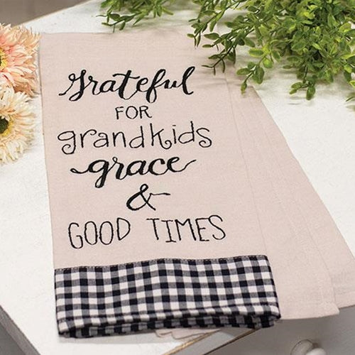 Grateful for Grandkids Dish Towel