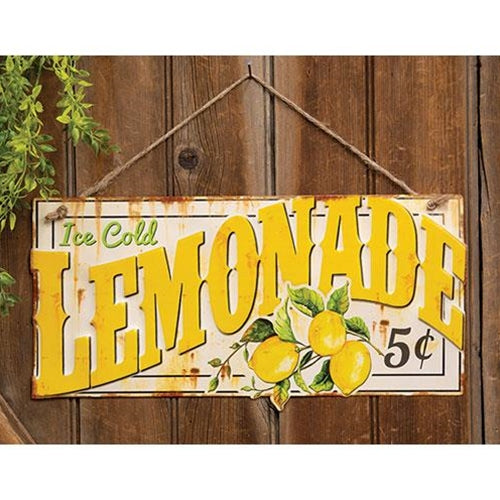 Ice Cold Lemonade Hanging Metal Sign