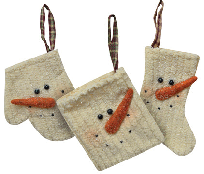 Chenille Snowman Ornaments 3 Asstd.