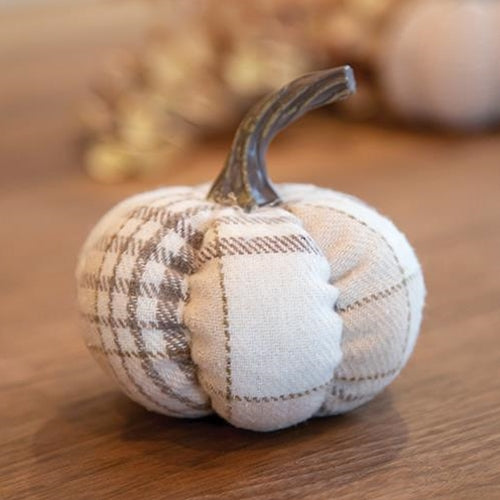 Cream Plaid Pumpkin Small