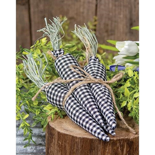 4/Set Black & White Gingham Carrots