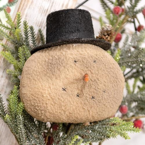 Grungy Primitive Top Hat Snowhead Ornament