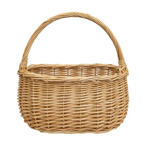 Natural Willow Oval Gathering Basket w/Handle