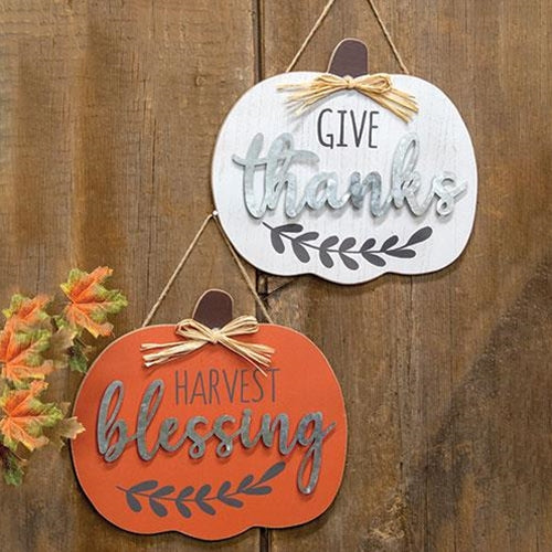 Harvest Blessings Wood Hanging Sign 2 Asstd.