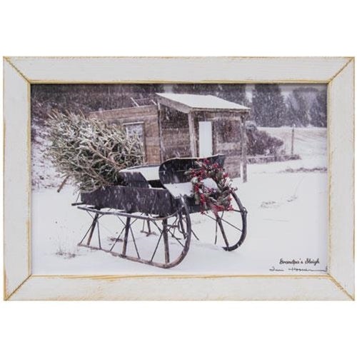 Grandpa's Sleigh Framed Print White Frame