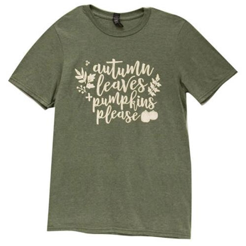 Autumn Leaves + Pumpkins Please T-Shirt Medium