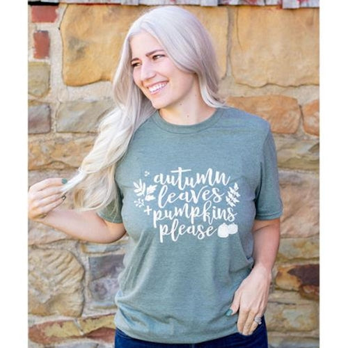 Autumn Leaves + Pumpkins Please T-Shirt XL