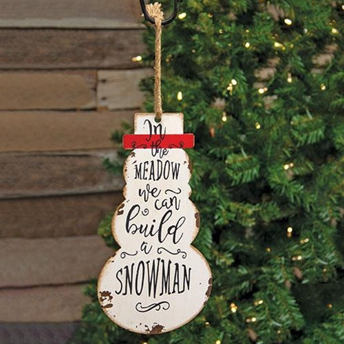 Distressed Metal In the Meadow Snowman Hanger