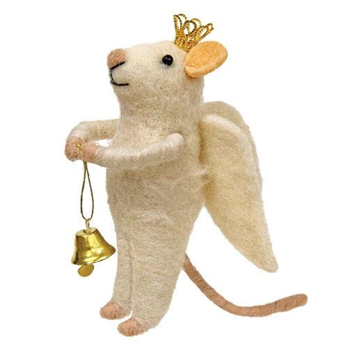 Felted Mouse Angel Ornament