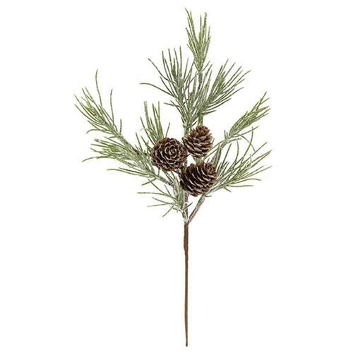 Small Glittered Woodland Pine Pick 12"