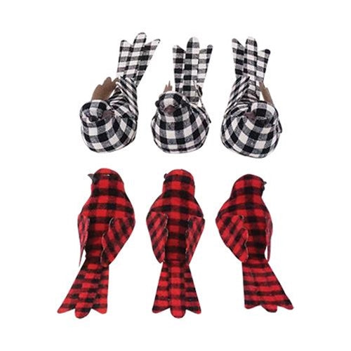 Plaid Bird Clip Ornament 2 Asstd.