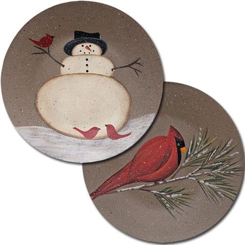 Cardinal w/Snowman Plate 2 Asstd.