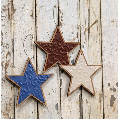 Embossed Patriotic Star Orn 3 asstd.