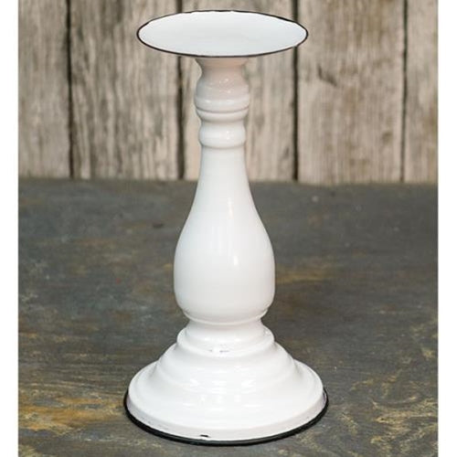 White Pedestal Pillar Holder 9"